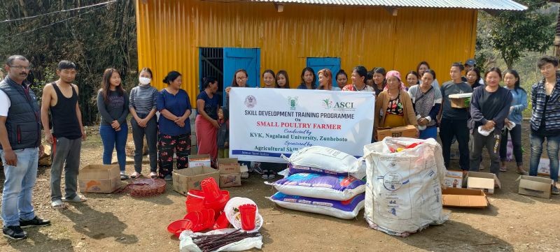 Beneficiaries of the small scale poultry farming initiated by Dr Rakesh Kumar Chaurasia, Sr Scientist and Head of KVK, Zunheboto at Sumi Settsu village. 